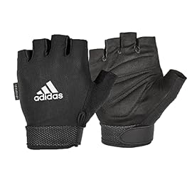 adidas Essential Adjustable Fingerless Gloves for Men and Women – Padded Weight Lifting Gloves – Adjustable Wrist Straps for Tailored, Secure Fit