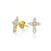Produktbild CZ Kreuz Religiöse Kleine Ohrstecker Für Damen Für Herren Zirkonia 14K Vergoldet Sterling Silber