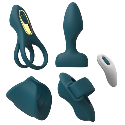 Tracy's Dog Vibrator Kit for Couples, Removable Vibrating Bullet with 4 Silicone Attachments (Cock Ring, Wearable Panty, Butt Plug, Penis Stroker) — Remote Control Adult Sex Toys for Women &