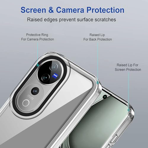 Image of amazon basics Back Case Cover for Vivo V40 Pro 5G | Compatible for Vivo V40 Pro 5G Back Case Cover | Case Cover with Camera Protection | (TPU + PC | Transparent)