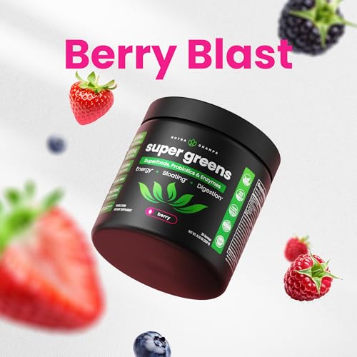 image for NutraChamps Super Greens Powder, 40+ Organic Superfoods, Probiotics & 