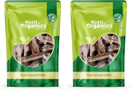 Image of NutriOrganics Arjun Ki Chaal - 400 Gm Dried- Arjuna Tree Bark - Raw | Lowers Bad Cholesterol (Pack of 2)