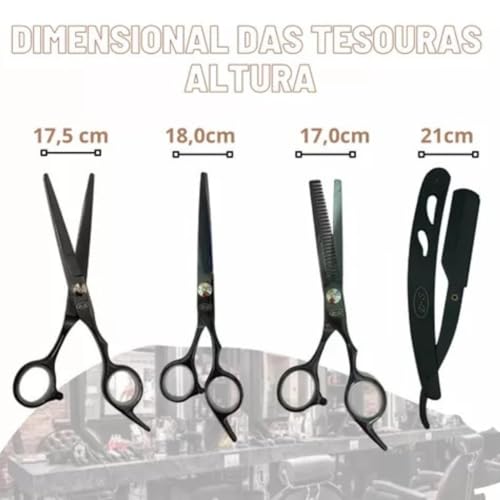 Kit Profissional de 3 Tesouras com Navalha: Precisão e Versatilidade em Cada Corte (Prata)