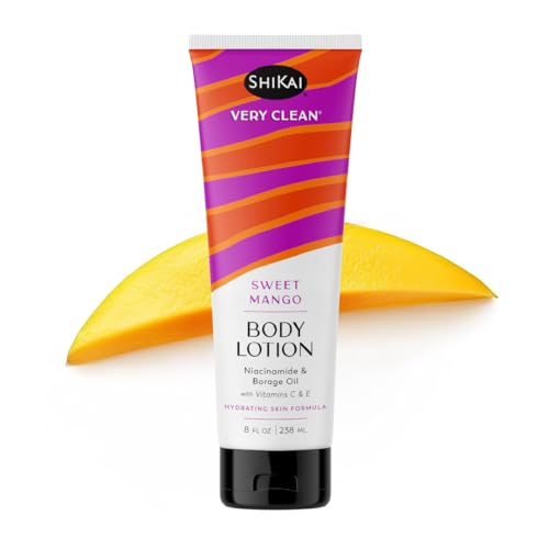 ShiKai Very Clean Body Lotion (Sweet Mango, 8 oz) | Hydrating Skin Moisturizer for Dry Skin | With Niacinamide, Borage Oil, and Vitamin C & E