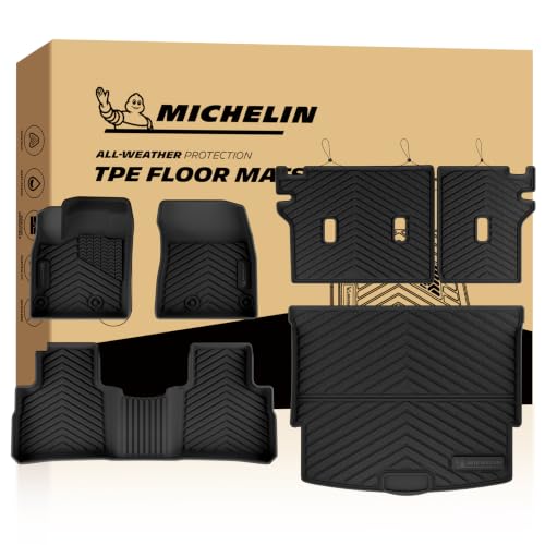 Image of Michelin Vehicle Mats for 2021-2025 2026 Nissan Rogue, Not for Sport | All Weather Floor Mats&Backrest&Trunk Liner, Car Accessories, Custom Fit, Durable TPE, Non Slip Cargo Mats, 6PCS, Premier A