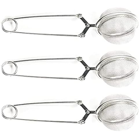 3 Pieces Snap Ball Tea Strainer with Handle, Mesh Tea Infuser with Handle for Loose Leaf Tea and Mulling Spices, Stainless Steel Tea Strainers for Tea Coffee Beans Spices and Spices Cover