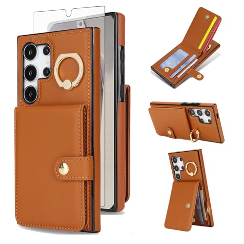 Coque Samsung S24 Ultra 5G Étui Portefeuille Antichoc avec Blocage RFID et Support Anneau