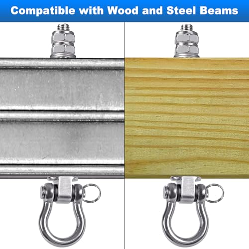 6Pcs Heavy Duty Swing Hangers with Bearings Swing Hooks for Wood & Metal Beams Stainless Steel Swing Hardware Bolts for Hanging Swings Chair Hammock Aerial Yoga Porch Swing 5" X M2/5", 1500LB Capacity by BeneLabel - Used condition - Image 6