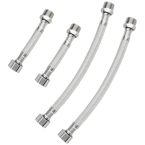 Flexschlauch 3/8, Wefaly Wasserhahn Verlängerung 304 Edelstahl Wasserhahn Schlauch Panzerschlauch 3/8 Zoll Wasseranschluss Verlängerung für Wasserhahn Bad Wc