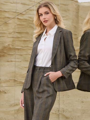 Women's Houndstooth Plaid Blazer for Women Work Business 2025 Suit Jacket4