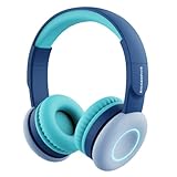2021 Kids Wireless Headphones with 7 Colorful LED Lights, BIGGERFIVE Soft Stretchable Foldable Wired On Ear Headset, 50H Playtime, Mic, 85dB/94dB Volume Limited for School PC/Tablet/TV Boys Girls