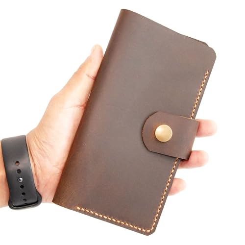 Leather checkbook holder, Checkbook cover handmade, For Women and Men, Christmas gifts (Brown)3