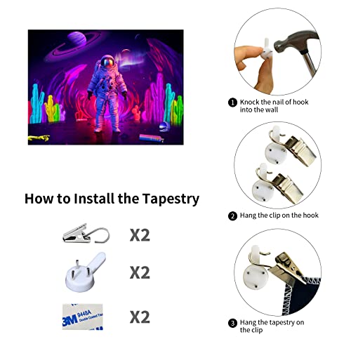 Astronaut Tapestry For Bedroom Trippy Psychedelic Galaxy Planet Tapestry Hippe Cactus Blacklight Posters Aurora Landscape Spaceman Tapestry For Guys Men Room #TOP5