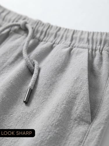 Image of GRECIILOOKS Linen Short For Men| Linen Shorts For Men Stylish |Men's Casual Summer Shorts - Lightweight Drawstring Lounge Short with Pockets, Breathable Relaxed Fit Athletic Sweat Short's