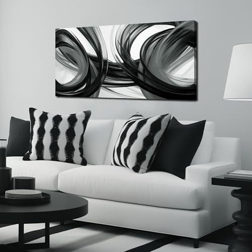 MDHKVPM Abstract Canvas Wall Art for Office Black White and