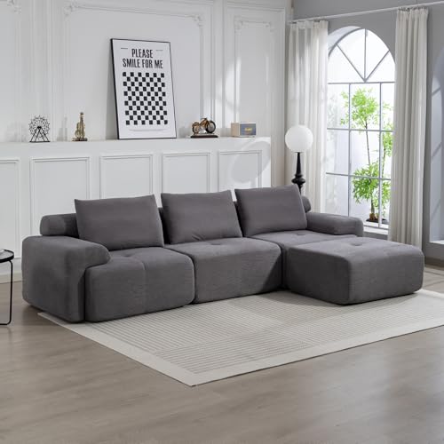 MPOLL 120" Modern Minimalist Style Modular Sectional Sofa,Corduroy L-Shaped 3