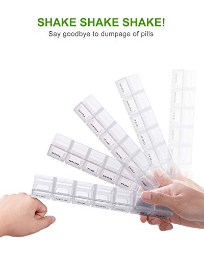Sukuos Large Weekly Pill Organizer 2 Pcs, Daily Pill Cases for Pills, Vitamin, Fish Oils or Supplements - Thumbnail 4