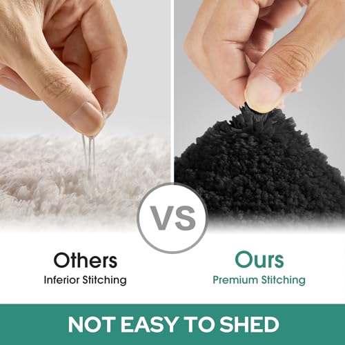 HOMEIDEAS Bathroom Rugs Sets 3 Piece, Super Soft and Absorbent Non Slip Microfiber Toilet Bath Mat with U-Shaped (Black) by HOMEIDEAS - Used condition - Image 5