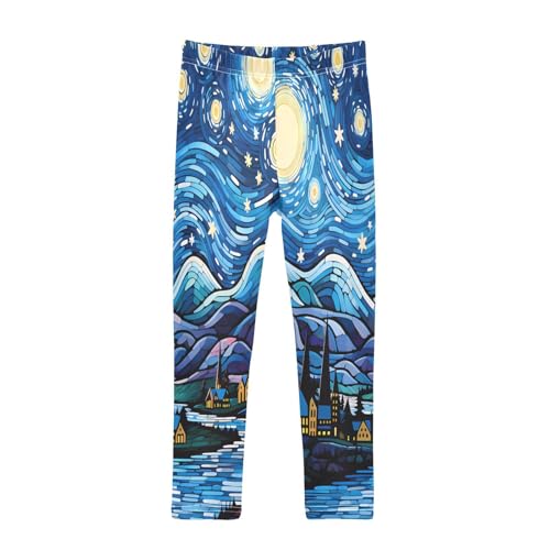 Toddler Girls Leggings Printed Yoga Pants Leggings Village Starry Sky for Kids