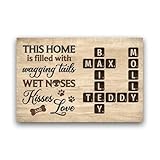 GIFTYGIFTS Personalized Crossword Art - Pet Lover Home Decor Home With Paw Prints Crossword Puzzle Art Personalized Poster, Custom Scrabble Tiles For Wall, Crossword Name Puzzle Wall Decor, Pet Lover Gifts