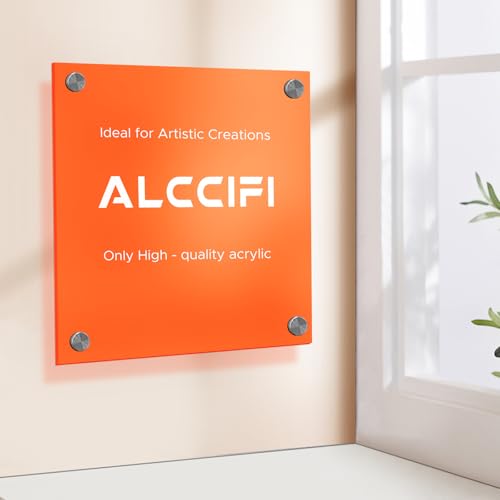 Image of Orange Acrylic Sheet 12 inch x 16 inch x 1 /8 inch Thick, ALCCIFI 2 Pack Opaque Glossy Cast Red Plexiglass for DIY Crafts, Signage, Laser Cutting & Engraving