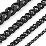 [ChainsHouse] ネックレス メンズ チェーンのみ サージカルステンレス 喜平 金属アレルギー ブラック 黒 51cm 6mm アクセサリー