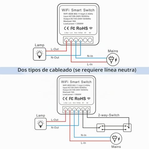 Interruptor inteligente WiFi QIACHIP 16A módulo de relé domótico para APP Ewelink pack de 4 4