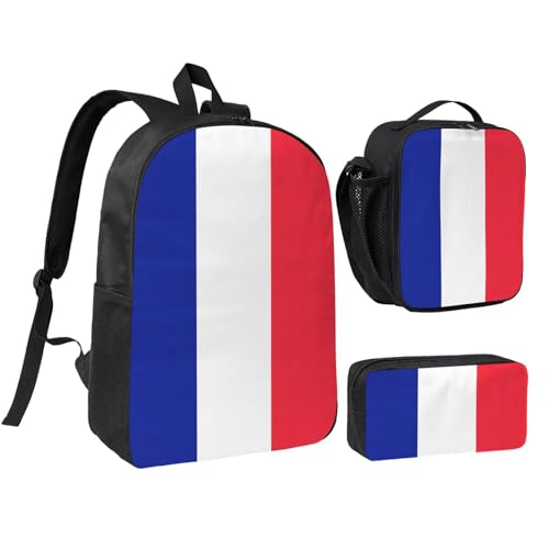 Sac à dos d'école 3 pièces drapeau français avec boîte à déjeuner EdWal pour la rentrée