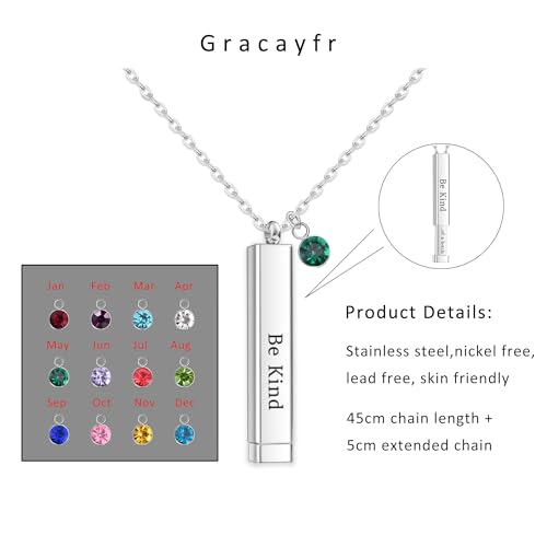 Gracayfr Be Kind Of A B Necklace Hidden Message Square Tube Vertical Bar Remember Who You Are Sister Best Friend Friendship Inspirational Necklace Jewelry Gifts February — view 6