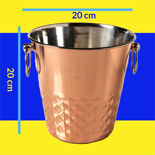 Champagne Bucket-Wine Cooler-Wine Holder-Wine Chiller-Beverage Cooler-Beer Chiller-Ice Bucket In Stainless Steel Tarnish Resistant Elegant Modern Design For Barware, Wine Lovers 20 X20 Cm #TOP5