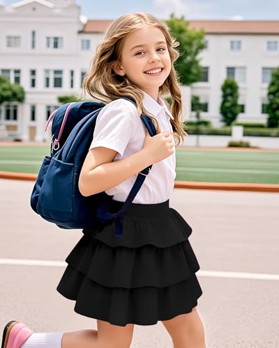 Image of KEREDA Girls Skirt Kids Casual 3-Layer Ruffle Skort School Uniform Skirts for Girls