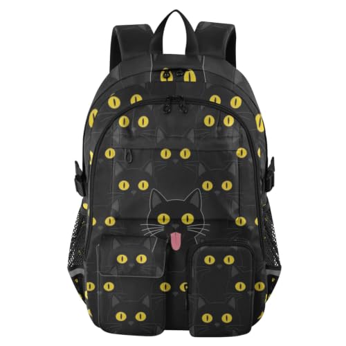 Mochilas portátiles de gato negro para la universidad y oficina urbana