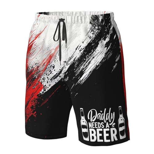Board Shorts Daddy Needs a Beer Funny Gift Mens Swim Trunks Quick Dry Swim Shorts Beach Short Swimwear with Pockets4