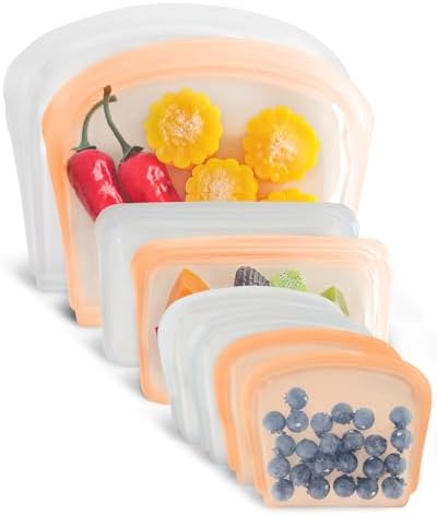 Reusable Silicone Storage Bag, 8Pack Pocket, Snack, and Sandwich Bag, Endurables Seal-Top Silicone Bags for Food Storage, Freezer, Microwave, Oven, Dishwasher Safe (Clear) - Thumbnail 4