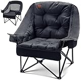 EVER ADVANCED 2-in-1 Campingstuhl Faltbar Übergroß mit Abnehmbarer 6cm Dicker Polsterung, 180kg Belastbar, Klappstuhl inkl. Seitentaschen, Kühlfach & Getränkehalter für Camping, Garten, Angeln