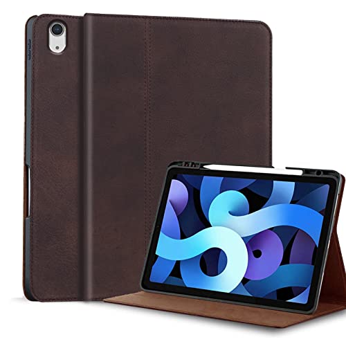 Gexmil Genuine Leather Case for iPad mini 7 (A17 Pro) 2024 / iPad mini 6 Generation 2021 8.3 Inch,Pencil Holder,Shockproof Cowhide Cover,Auto Sleep/Wake,Pencil 2 Wireless Charging,Sand Dark Brown