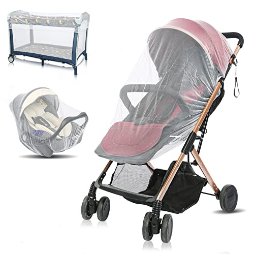 Image of Mosquito Net for Stroller - V-Fyee Durable Baby Stroller Mosquito Net Perfect Bug Net for Strollers, Bassinets, Cradles, Playards, Pack N Plays and Portable Mini Crib (A White)