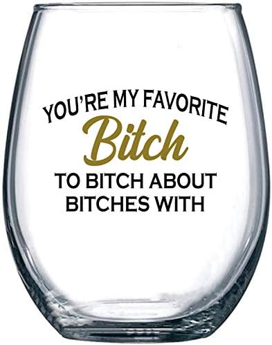 Friend Gifts For Women, Funny BFF Birthday or Christmas Present For Best Friend Women or Men 15 oz Dishwasher Safe Stemless Wine Glass for Wine Lovers, Unique Friendship Gift