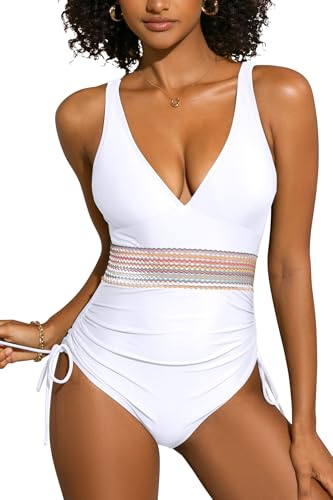 Maillot de bain amincissant et galbant avec col V élégant et cordon de serrage