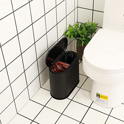Caneca de basura negra estrecha 12L con tapa de presión miniatura 4