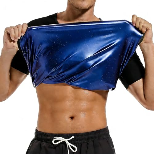 Everfion Chemise de sauna pour homme, Noir (intérieur bleu), X-Large
