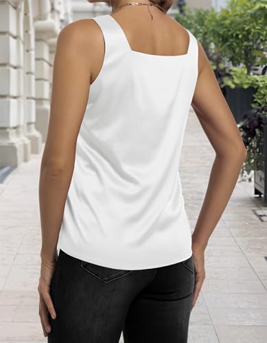 Women's Silk Satin Tank Tops V Neck Camisole Casual Cami Sleeveless Shirt Blouses Silky Basic Tanks4