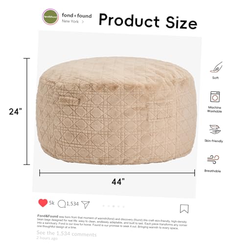 Image of 4FT Bean Bag Chair Bean Bags for Adults Large Bean Bag Beanbag Chair with Washable Cover Quilted Plush Fluffy Bean Bags Memory Foam Bean Bag Chairs Pocket Handle Bedrooms Living Room Office(Khaki)