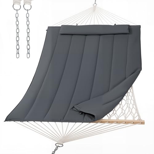 Image of SUNCREAT Hammocks for Outside, Two Person Hammock for Patio, Garden, Porch, Outdoor, Dark Grey