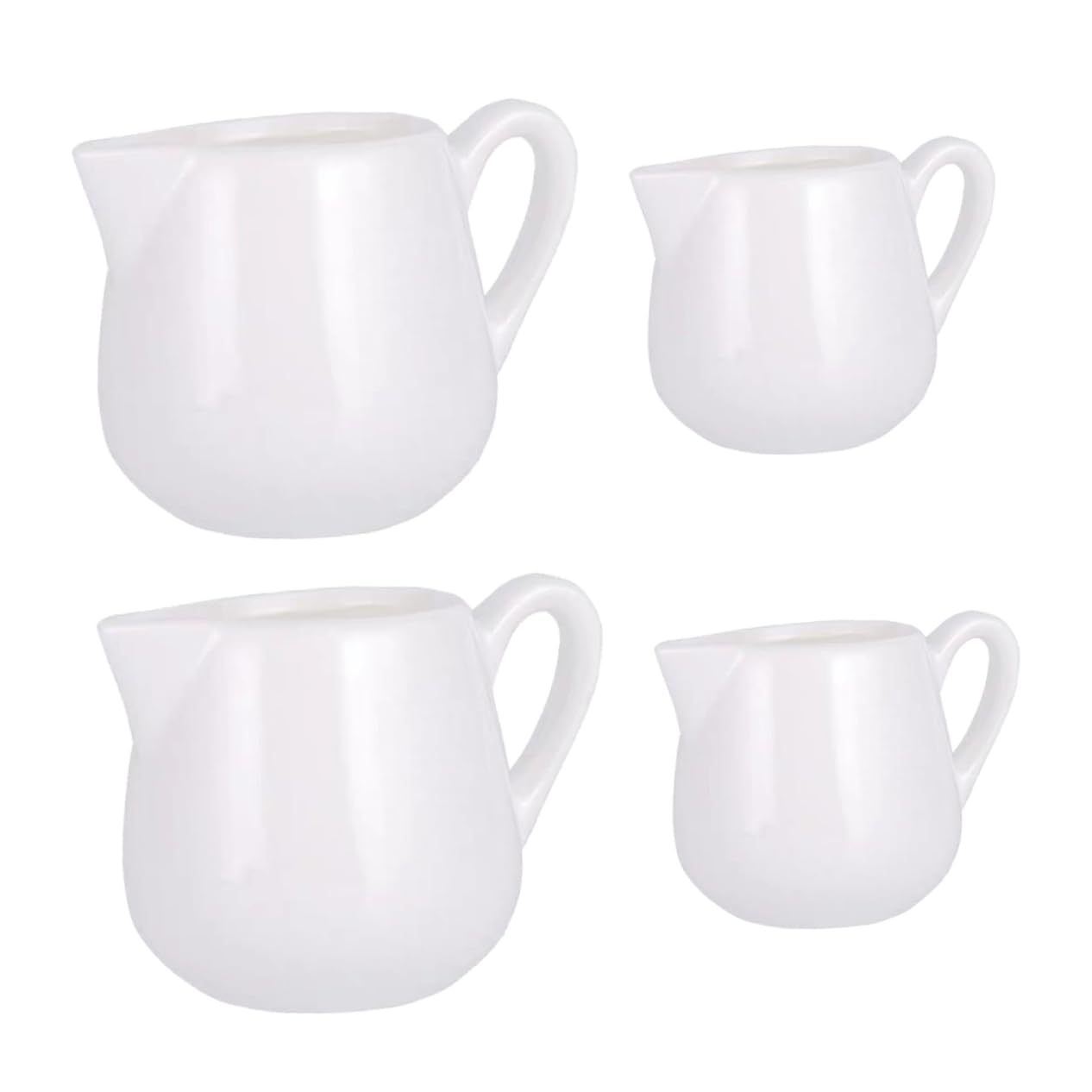 BRIGHTFUFU 4Pcs Ceramic Sauce Holder Handled Syrup Dispenser Creamer Pitcher for Coffee and Sauces for Daily Use and Housewarming