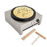 Máquina para crepes (40 cm, 1650 W, 1650 W, placa para crepes con bandeja extensible, ajustable a 50-300 °C)