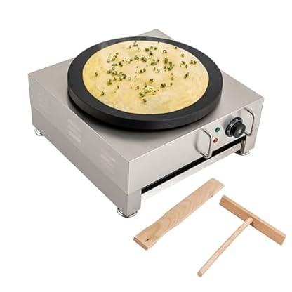 Crêpes Maker, 40 cm 1650W Crepeseisen Crepe Maschine Crepesplatte Pfannkuchen Maschine mit Ausziehbarem Tablett, 50-300°C Einstellbar