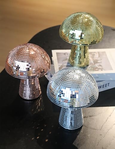 Oversevenls Boule à Facettes Champignon 15 × 18 cm – Boule Disco Miroir pour Fêtes, DJ, Mariage & Décoration Maison (Rose pâle) – vue 8