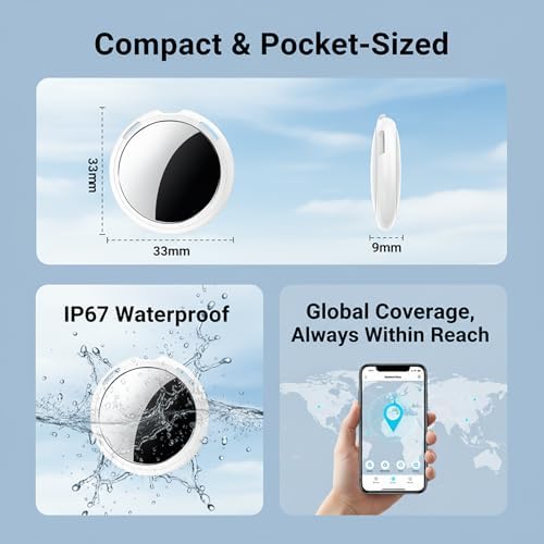 2 Pack Tracker Tags [Apple MFi Certified] Pair with Apple Find My (iOS Only) Bluetooth Smart Tags Key Finder Item Locator Waterproof Finder Worldwide Tracking for Pets Wallet Backpack Dogs Luggage — view 5