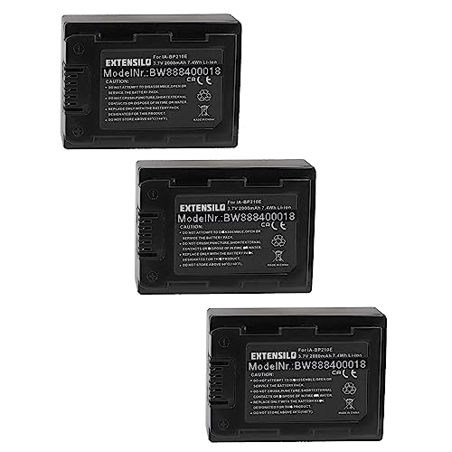 EXTENSILO 3X Batería Compatible con Samsung F40, F43, F44, H200, H203, H204, H205, H300, H304, H400 cámara (2000 mAh, 3,7 V, Li-Ion)